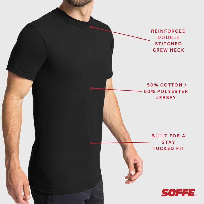 Soffe Men's 3 Pack - USA Poly/Cotton Military Tee, Black, Large - Image 2